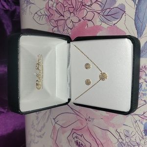 Belk & Co.1/4 ct. t.w. Diamond Circle Earrings and Necklace Set in 10K Yellow